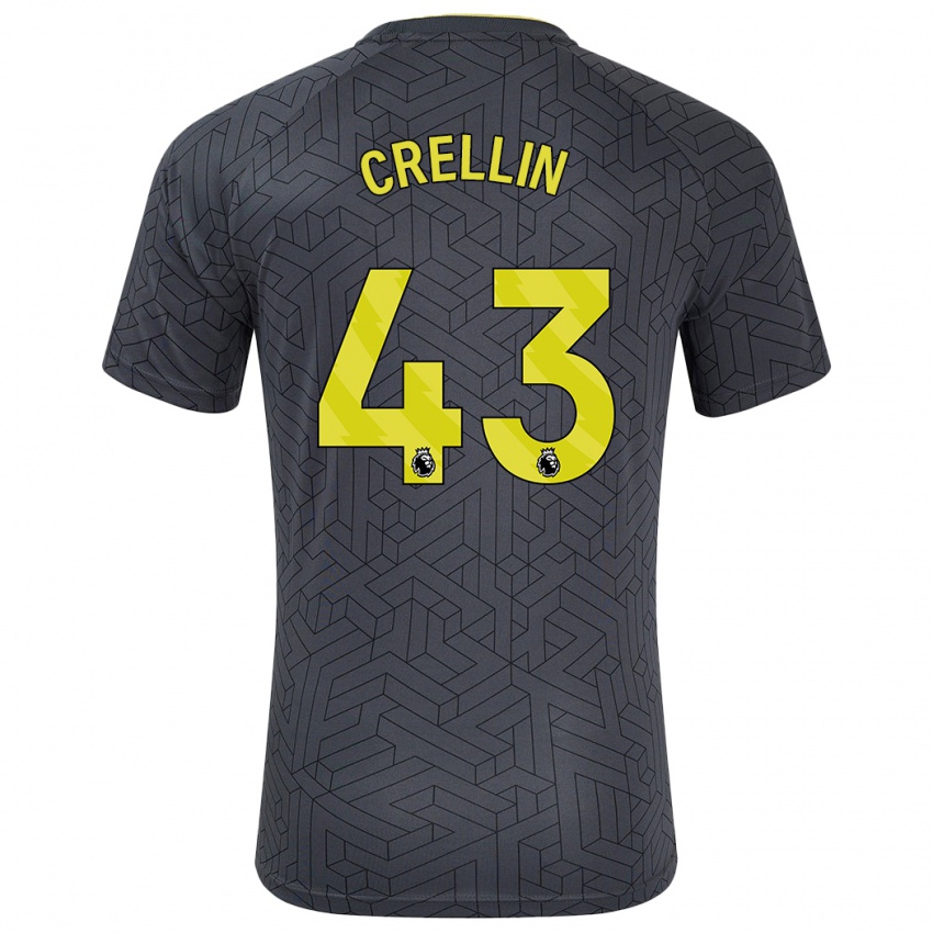 Hombre Camiseta Billy Crellin #43 Negro Amarillo 2ª Equipación 2024/25 La Camisa Argentina