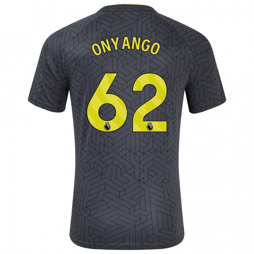 Hombre Camiseta Tyler Onyango #62 Negro Amarillo 2ª Equipación 2024/25 La Camisa Argentina