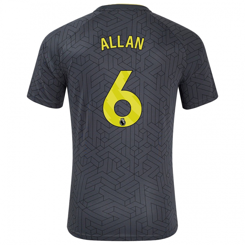 Hombre Camiseta Allan #6 Negro Amarillo 2ª Equipación 2024/25 La Camisa Argentina