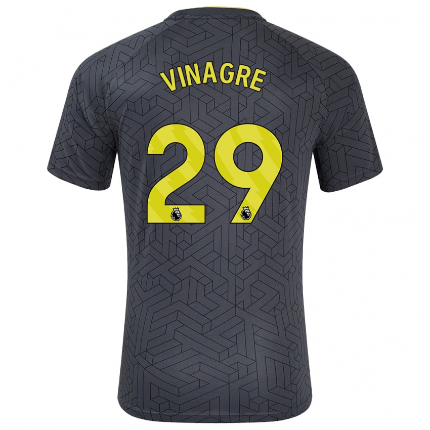 Hombre Camiseta Ruben Vinagre #29 Negro Amarillo 2ª Equipación 2024/25 La Camisa Argentina