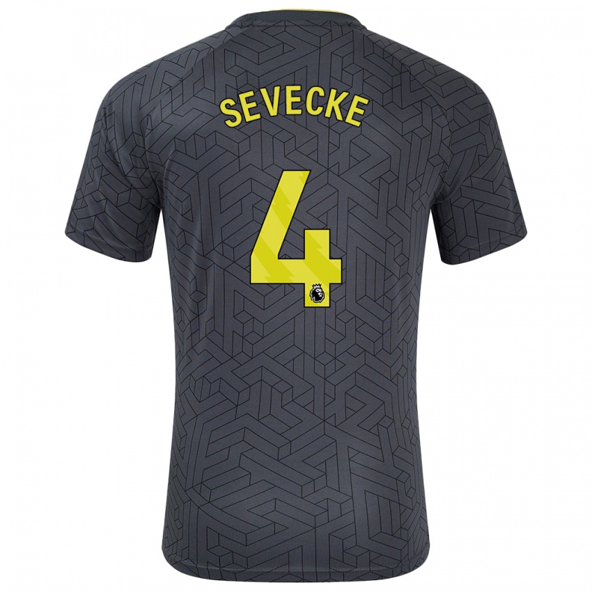 Hombre Camiseta Rikke Sevecke #4 Negro Amarillo 2ª Equipación 2024/25 La Camisa Argentina