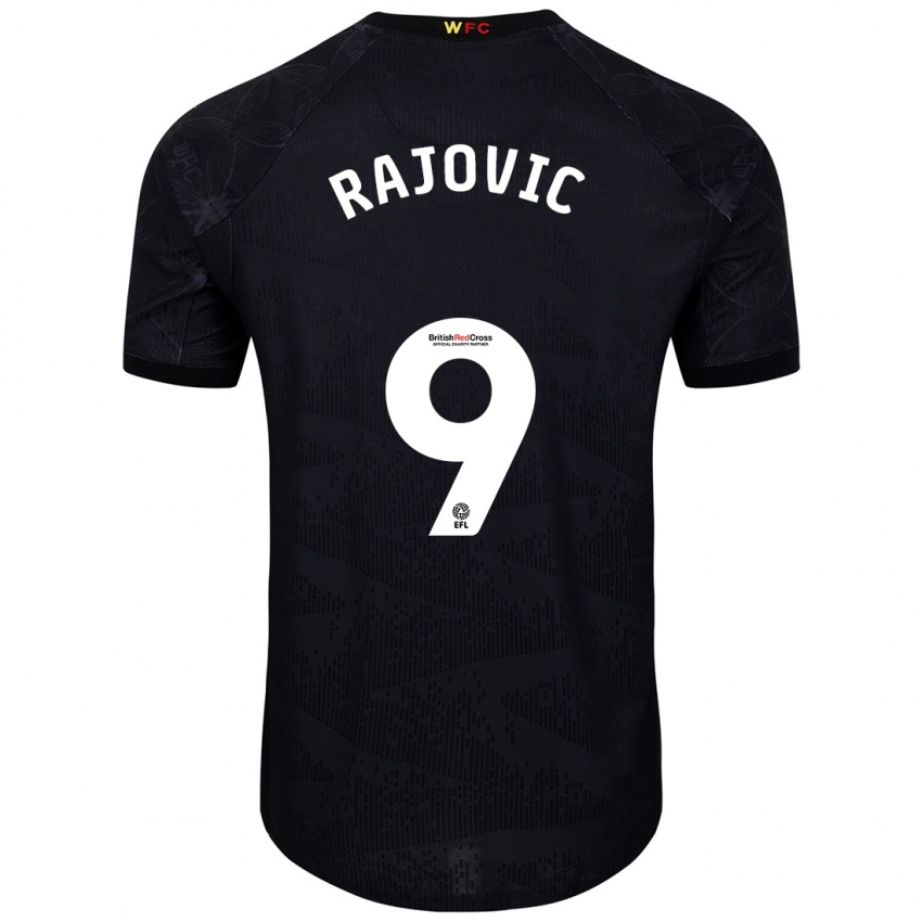 Hombre Camiseta Mileta Rajovic #9 Negro Blanco 2ª Equipación 2024/25 La Camisa Argentina