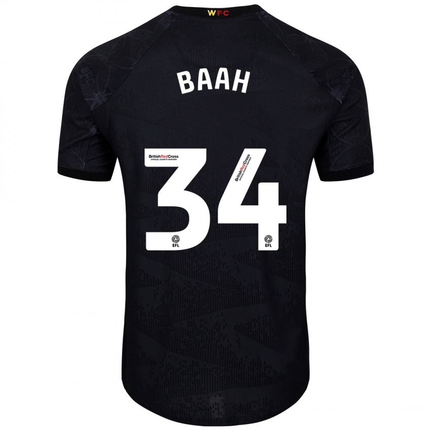 Hombre Camiseta Kwadwo Baah #34 Negro Blanco 2ª Equipación 2024/25 La Camisa Argentina