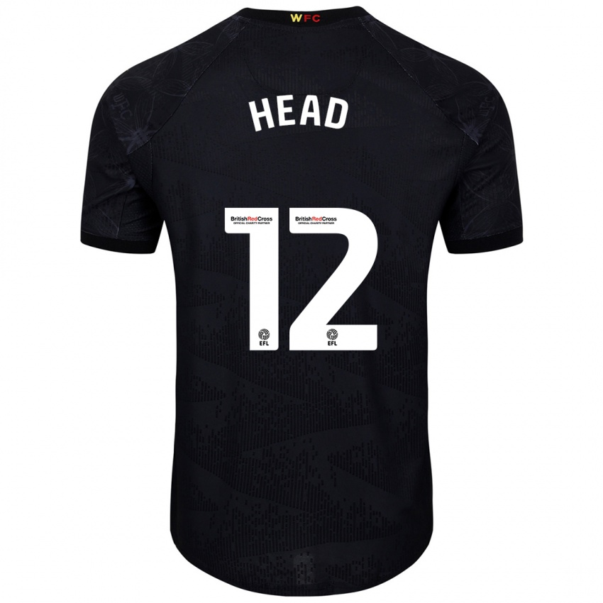 Hombre Camiseta Ellie Head #12 Negro Blanco 2ª Equipación 2024/25 La Camisa Argentina