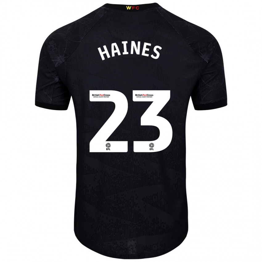 Hombre Camiseta Coral-Jade Haines #23 Negro Blanco 2ª Equipación 2024/25 La Camisa Argentina