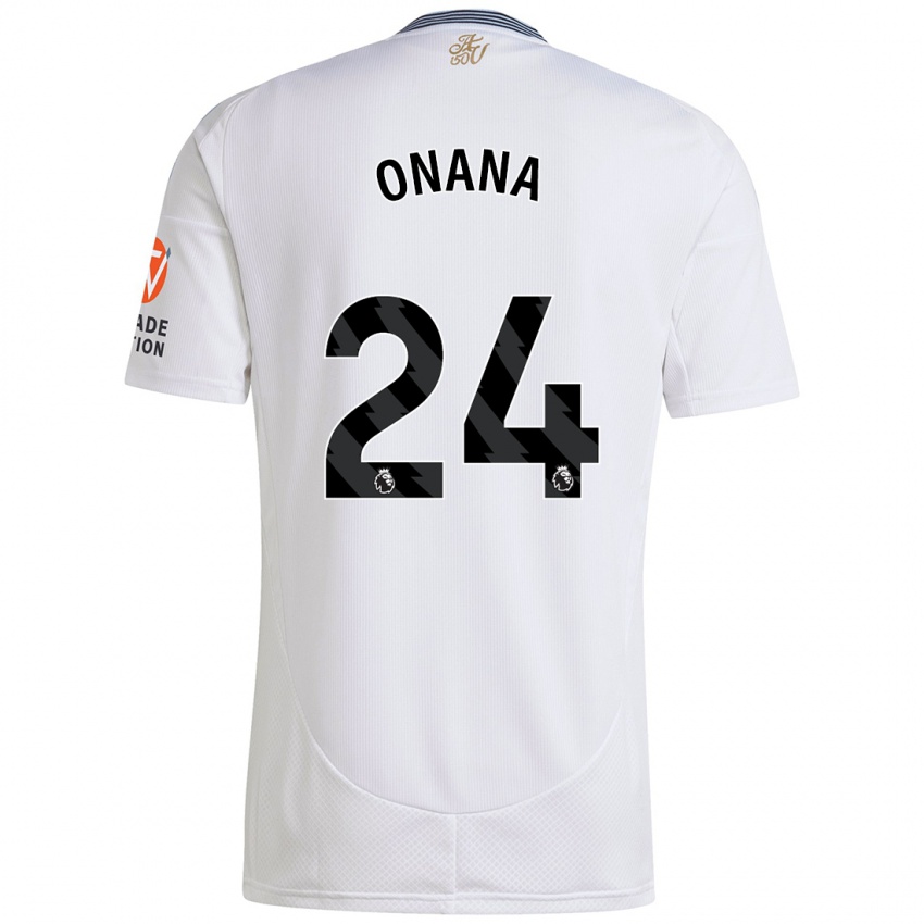 Hombre Camiseta Amadou Onana #24 Blanco 2ª Equipación 2024/25 La Camisa Argentina