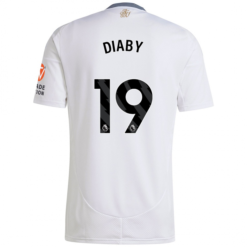 Hombre Camiseta Moussa Diaby #19 Blanco 2ª Equipación 2024/25 La Camisa Argentina