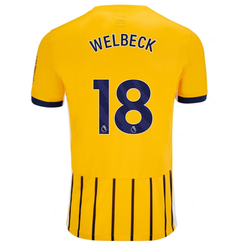 Hombre Camiseta Danny Welbeck #18 Dorado Azul Rayas 2ª Equipación 2024/25 La Camisa Argentina