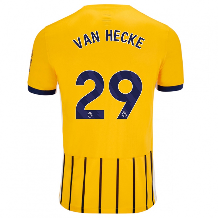 Hombre Camiseta Jan Paul Van Hecke #29 Dorado Azul Rayas 2ª Equipación 2024/25 La Camisa Argentina