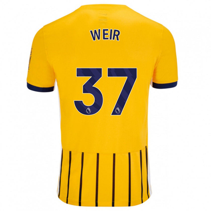 Hombre Camiseta Jensen Weir #37 Dorado Azul Rayas 2ª Equipación 2024/25 La Camisa Argentina