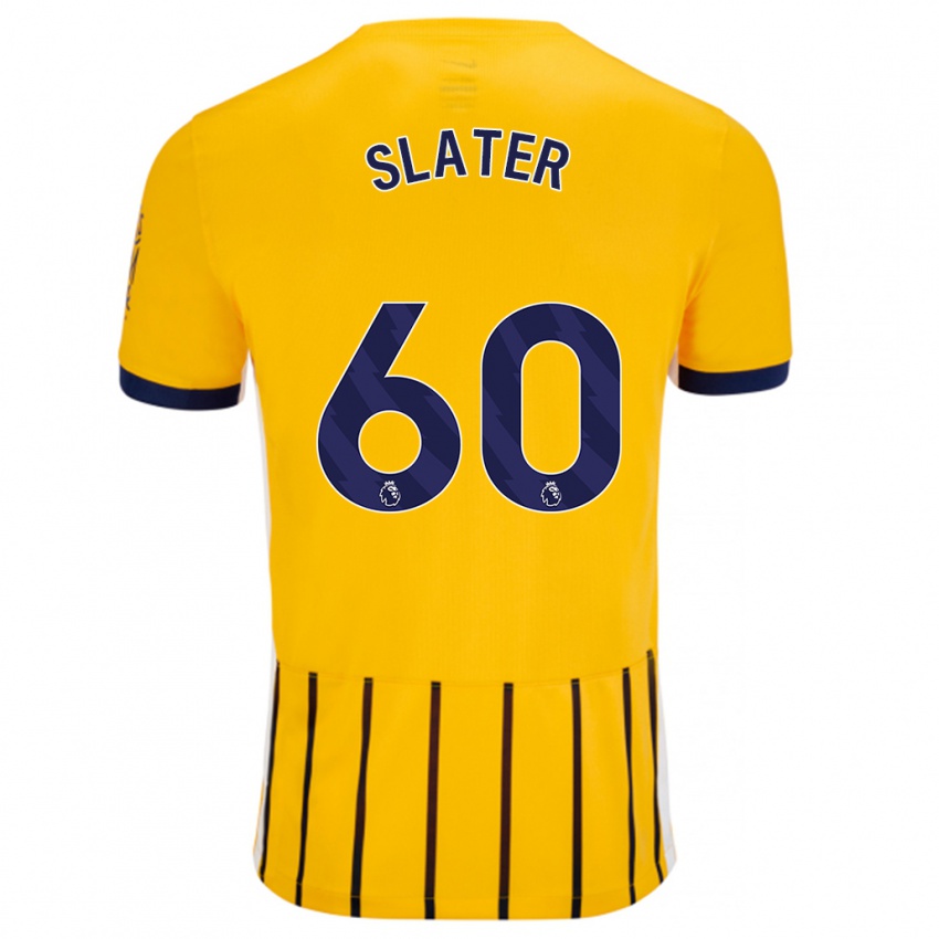 Hombre Camiseta Jacob Slater #60 Dorado Azul Rayas 2ª Equipación 2024/25 La Camisa Argentina