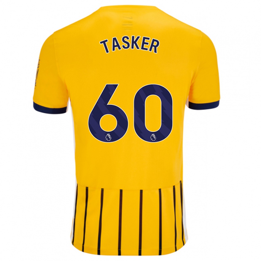 Hombre Camiseta Charlie Tasker #60 Dorado Azul Rayas 2ª Equipación 2024/25 La Camisa Argentina