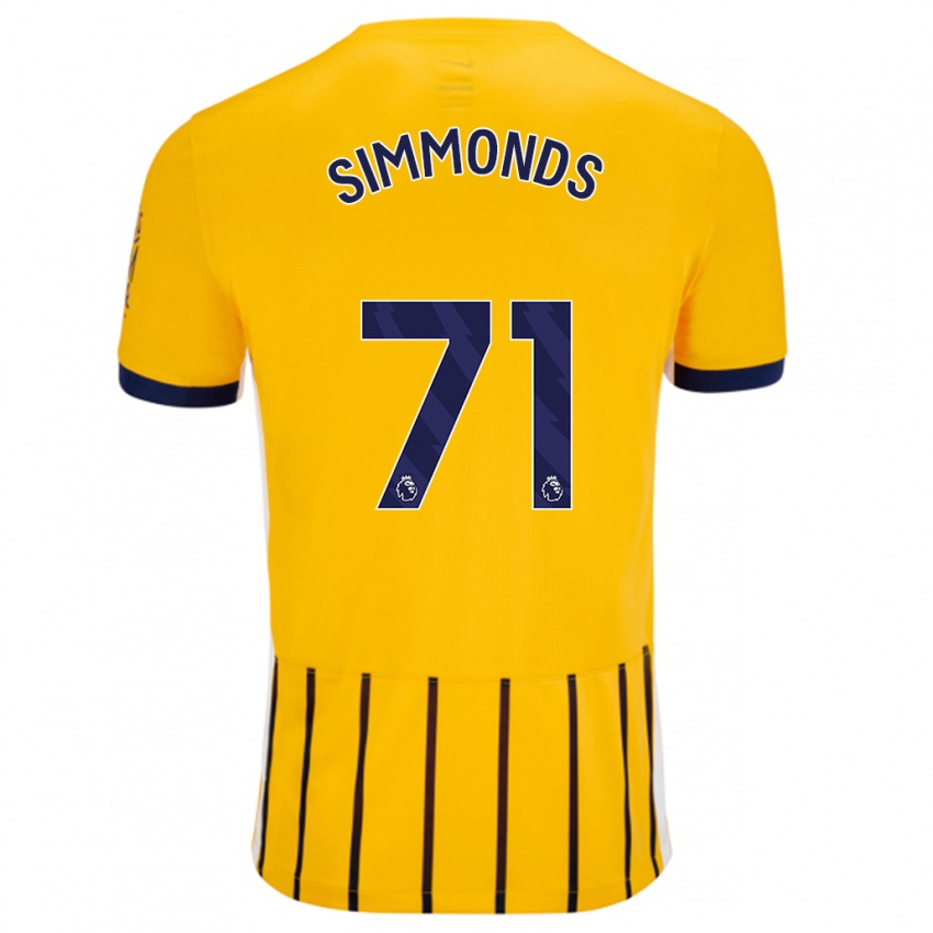 Hombre Camiseta Freddie Simmonds #71 Dorado Azul Rayas 2ª Equipación 2024/25 La Camisa Argentina