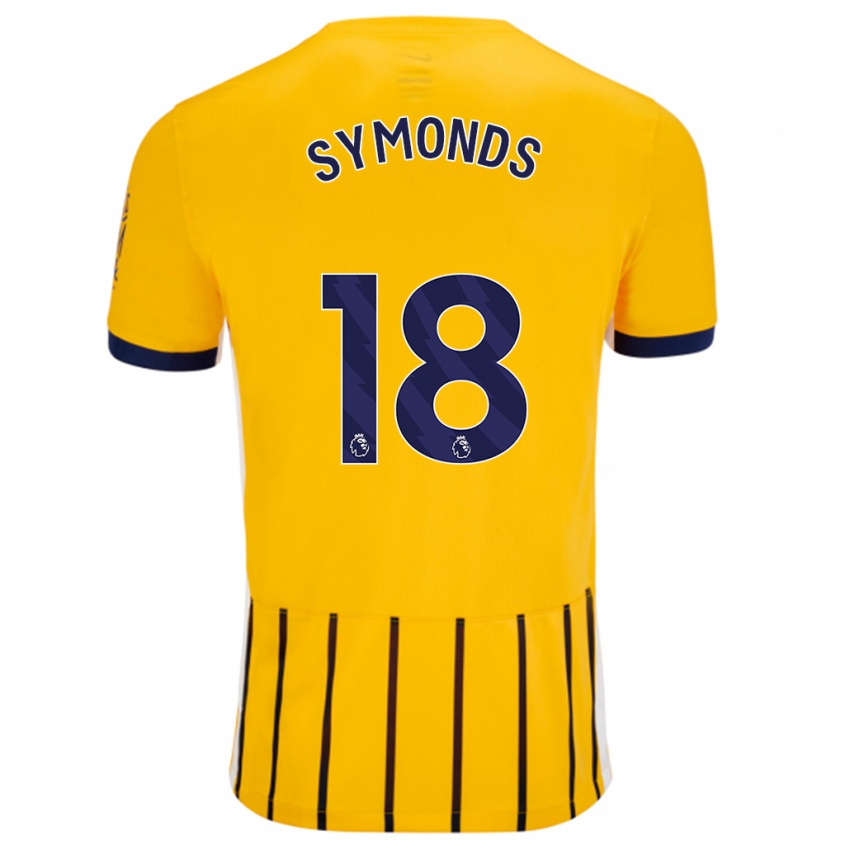 Hombre Camiseta Maisie Symonds #18 Dorado Azul Rayas 2ª Equipación 2024/25 La Camisa Argentina