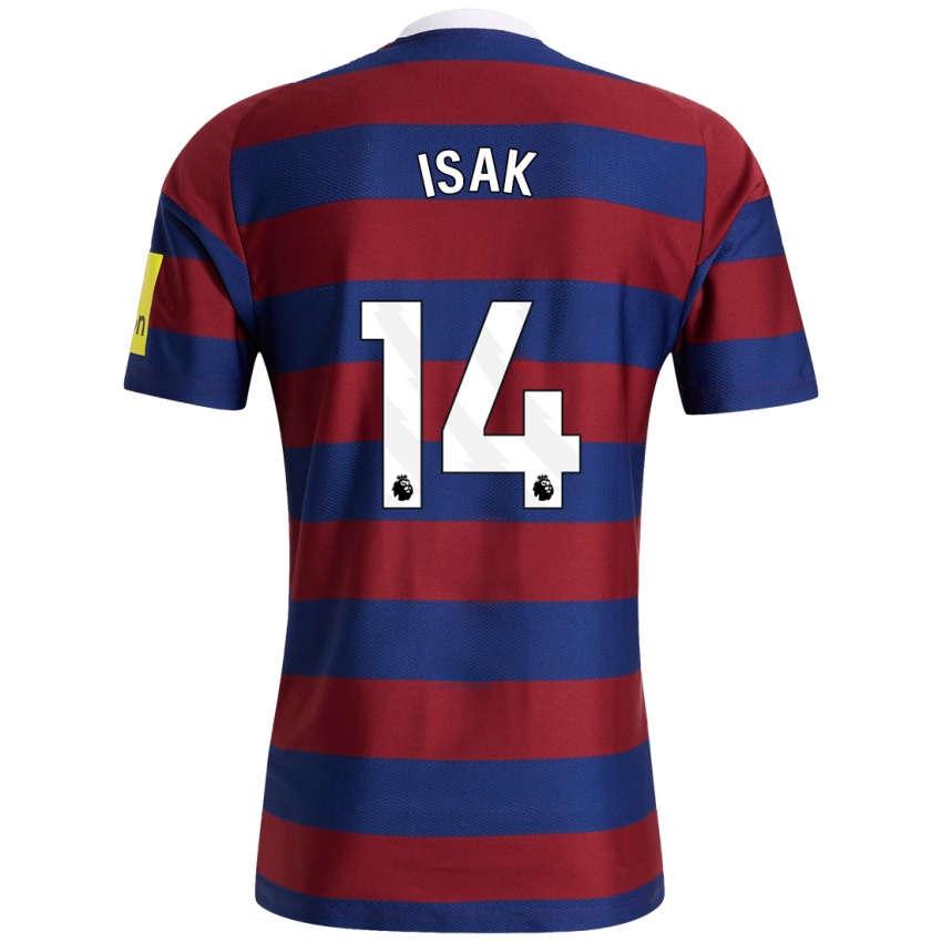 Hombre Camiseta Alexander Isak #14 Burdeos Azul Marino 2ª Equipación 2024/25 La Camisa Argentina