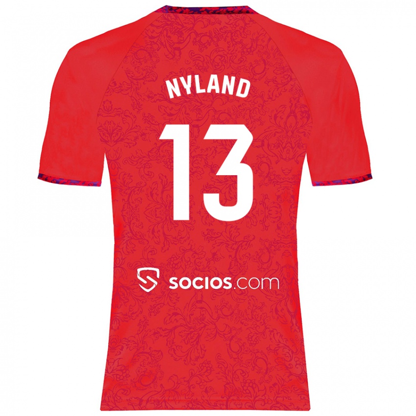 Hombre Camiseta Ørjan Nyland #13 Rojo 2ª Equipación 2024/25 La Camisa Argentina