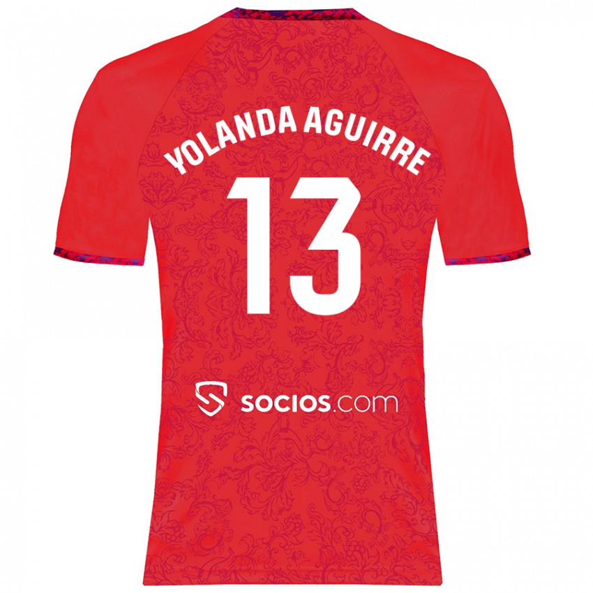 Hombre Camiseta Yolanda Aguirre Gutiérrez #13 Rojo 2ª Equipación 2024/25 La Camisa Argentina