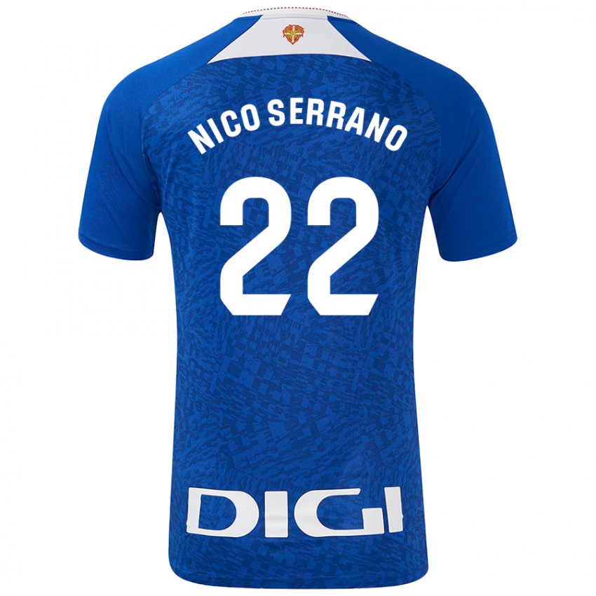 Hombre Camiseta Nico Serrano #22 Azul Real 2ª Equipación 2024/25 La Camisa Argentina