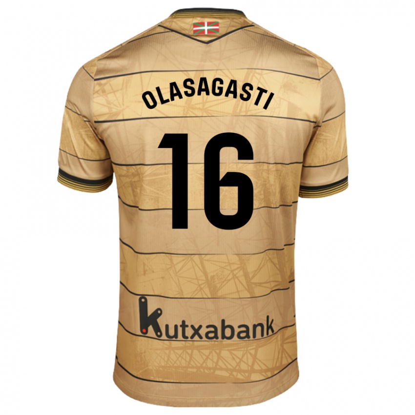 Hombre Camiseta Jon Ander Olasagasti #16 Marrón 2ª Equipación 2024/25 La Camisa Argentina