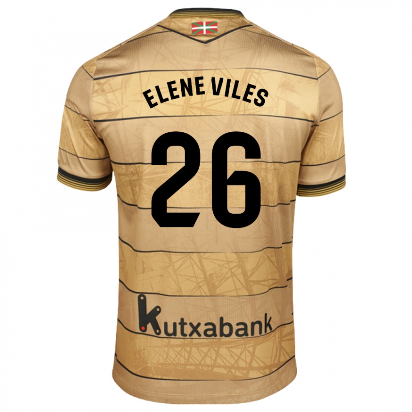 Hombre Camiseta Elene Viles Odriozola #26 Marrón 2ª Equipación 2024/25 La Camisa Argentina