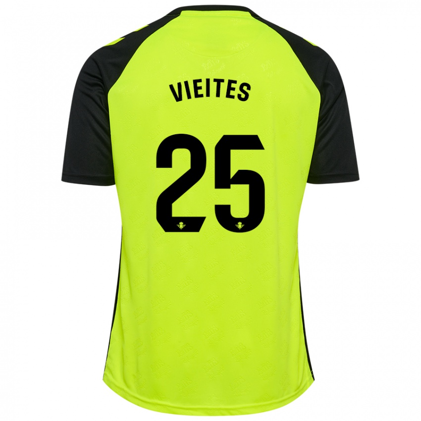 Hombre Camiseta Fran Vieites #25 Amarillo Fluorescente Negro 2ª Equipación 2024/25 La Camisa Argentina