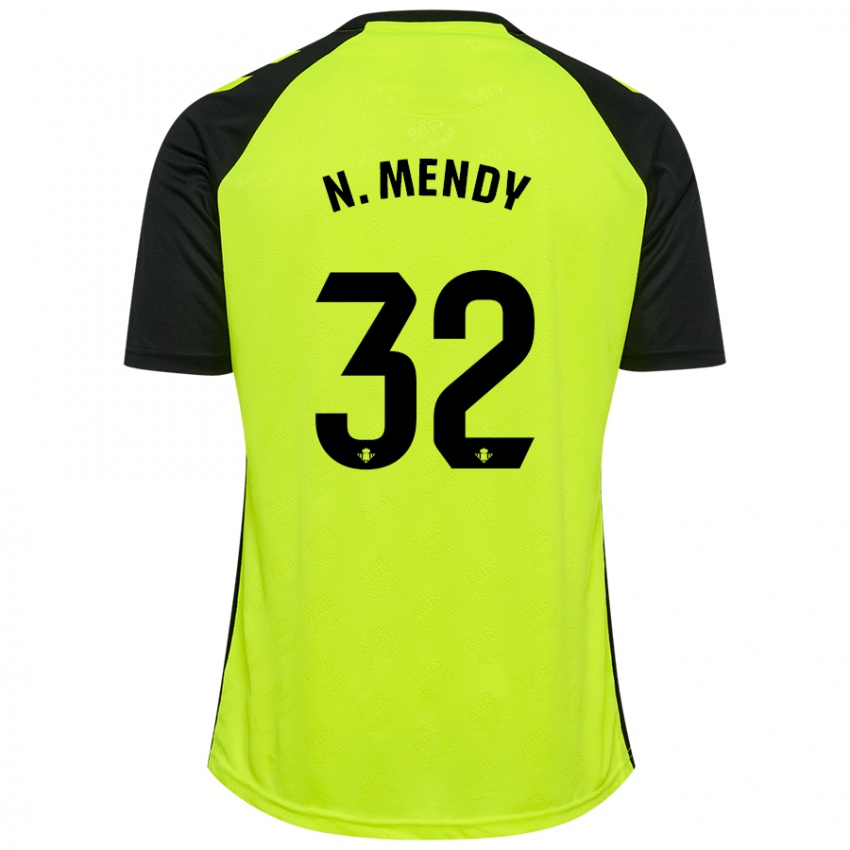 Hombre Camiseta Nobel Mendy #32 Amarillo Fluorescente Negro 2ª Equipación 2024/25 La Camisa Argentina