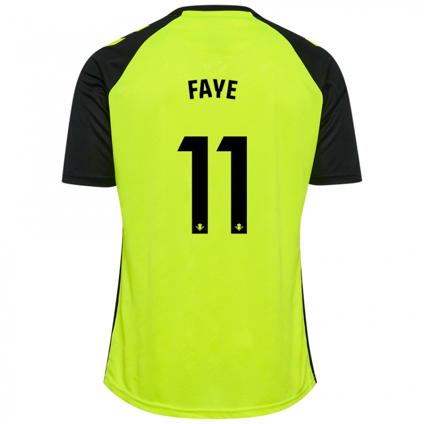 Hombre Camiseta Souleymane Faye #11 Amarillo Fluorescente Negro 2ª Equipación 2024/25 La Camisa Argentina