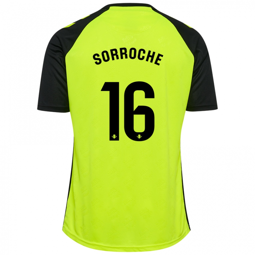 Hombre Camiseta Ginés Sorroche #16 Amarillo Fluorescente Negro 2ª Equipación 2024/25 La Camisa Argentina