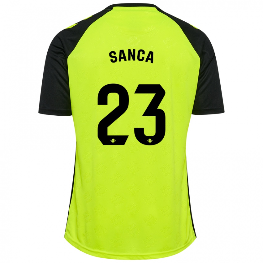 Hombre Camiseta Marciano Sanca #23 Amarillo Fluorescente Negro 2ª Equipación 2024/25 La Camisa Argentina