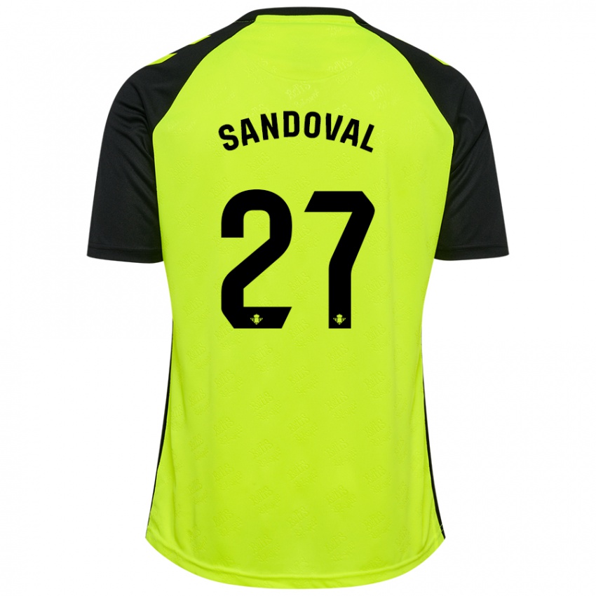 Hombre Camiseta Keimer Sandoval #27 Amarillo Fluorescente Negro 2ª Equipación 2024/25 La Camisa Argentina