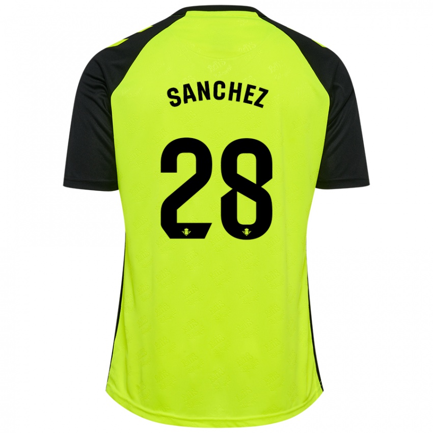 Hombre Camiseta Marina Sánchez #28 Amarillo Fluorescente Negro 2ª Equipación 2024/25 La Camisa Argentina