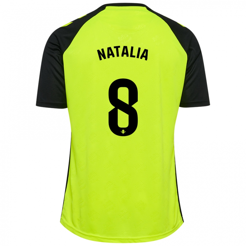 Hombre Camiseta Natalia Montilla Martinez #8 Amarillo Fluorescente Negro 2ª Equipación 2024/25 La Camisa Argentina