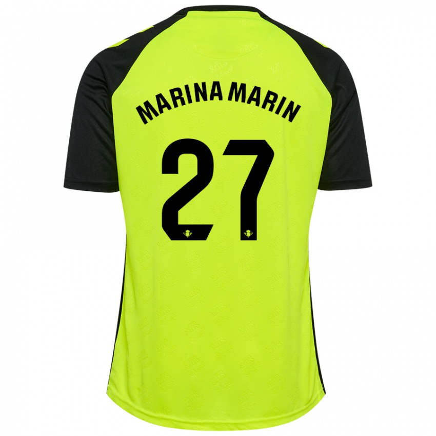 Hombre Camiseta Marina Marín #27 Amarillo Fluorescente Negro 2ª Equipación 2024/25 La Camisa Argentina