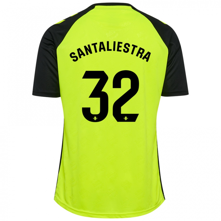 Hombre Camiseta Carla Santaliestra #32 Amarillo Fluorescente Negro 2ª Equipación 2024/25 La Camisa Argentina