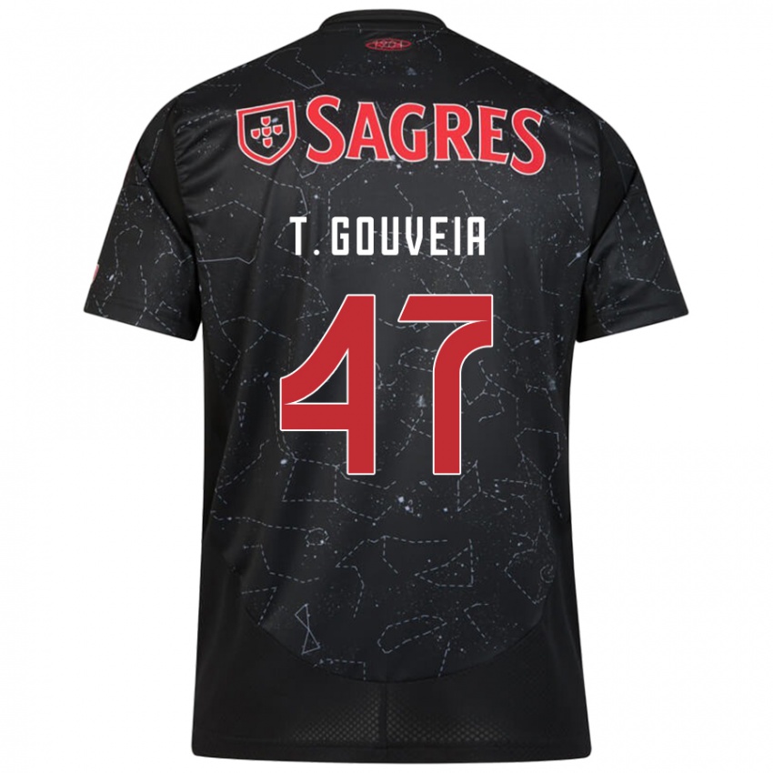 Hombre Camiseta Tiago Gouveia #47 Negro Rojo 2ª Equipación 2024/25 La Camisa Argentina