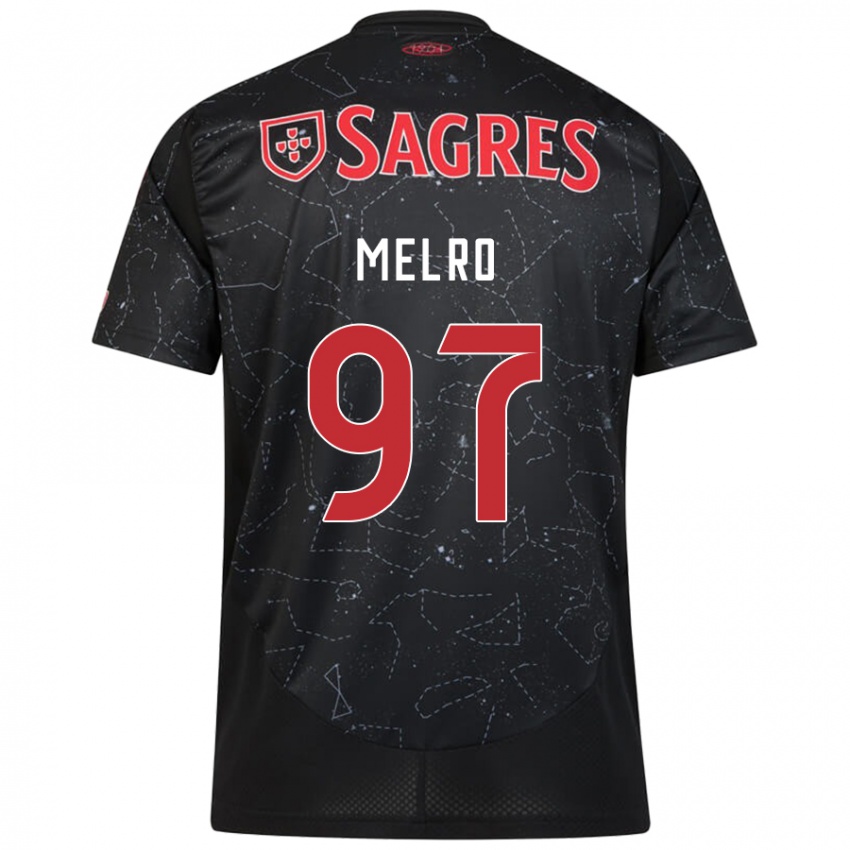 Hombre Camiseta José Melro #97 Negro Rojo 2ª Equipación 2024/25 La Camisa Argentina