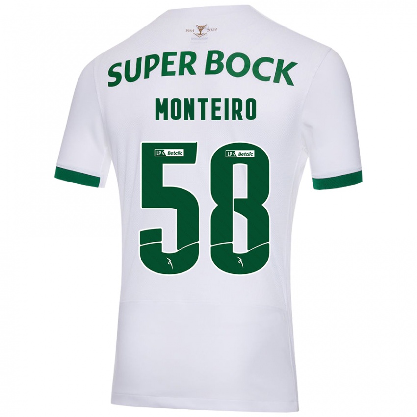 Hombre Camiseta David Monteiro #58 Blanco Verde 2ª Equipación 2024/25 La Camisa Argentina