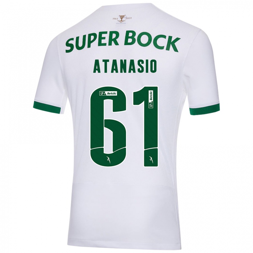 Hombre Camiseta Atanásio #61 Blanco Verde 2ª Equipación 2024/25 La Camisa Argentina