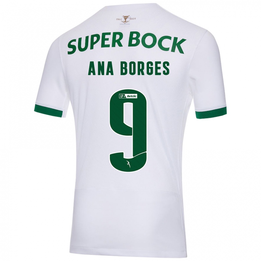 Hombre Camiseta Ana Catarina Marques Borges #9 Blanco Verde 2ª Equipación 2024/25 La Camisa Argentina