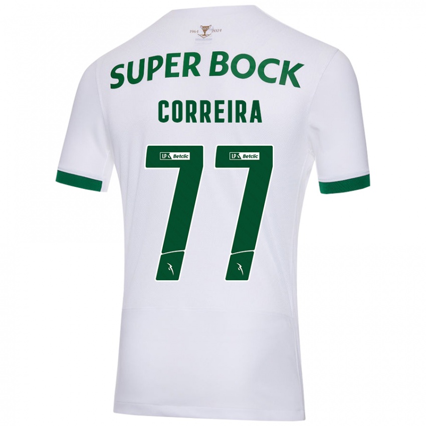 Hombre Camiseta Alicia Figueiredo Lima Correia #77 Blanco Verde 2ª Equipación 2024/25 La Camisa Argentina