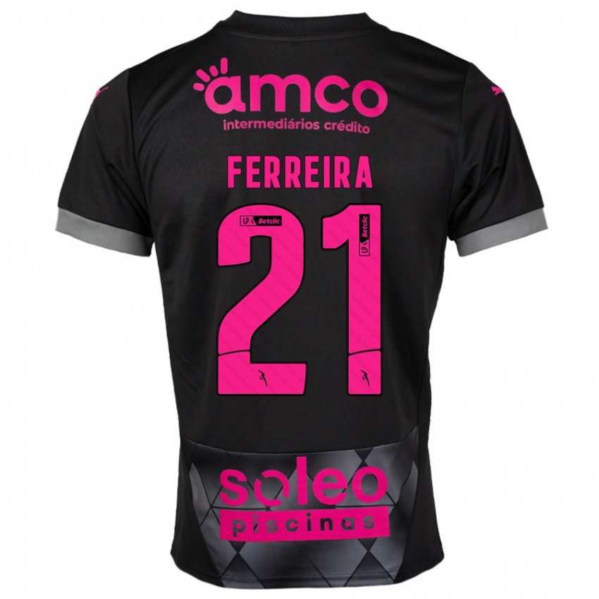 Hombre Camiseta Ana Carolina Ferreira #21 Negro Rosa 2ª Equipación 2024/25 La Camisa Argentina