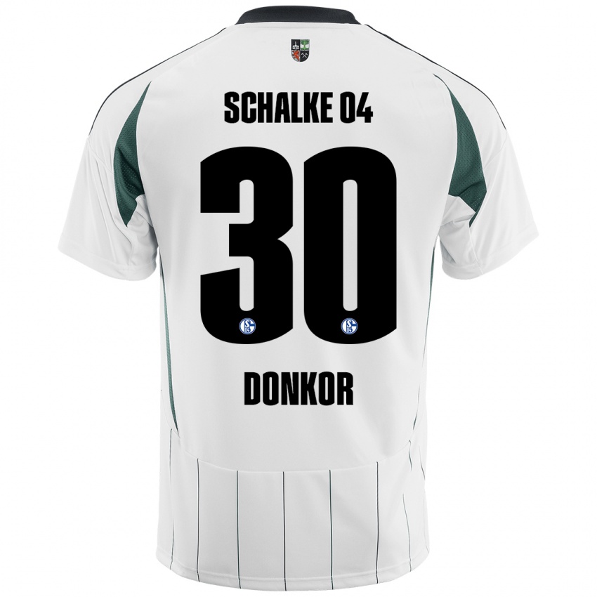 Hombre Camiseta Anton Donkor #30 Blanco Verde 2ª Equipación 2024/25 La Camisa Argentina