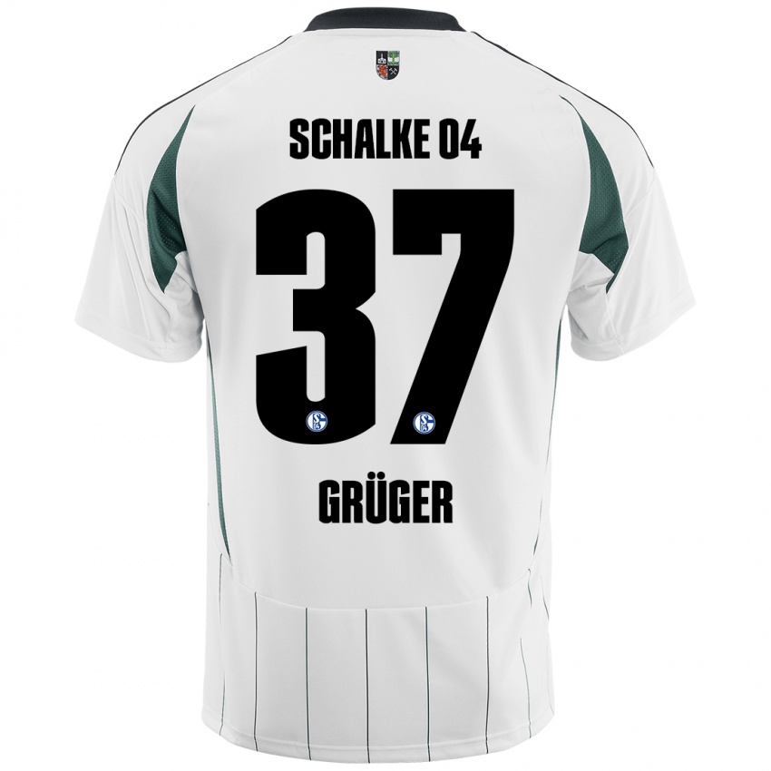 Hombre Camiseta Max Grüger #37 Blanco Verde 2ª Equipación 2024/25 La Camisa Argentina