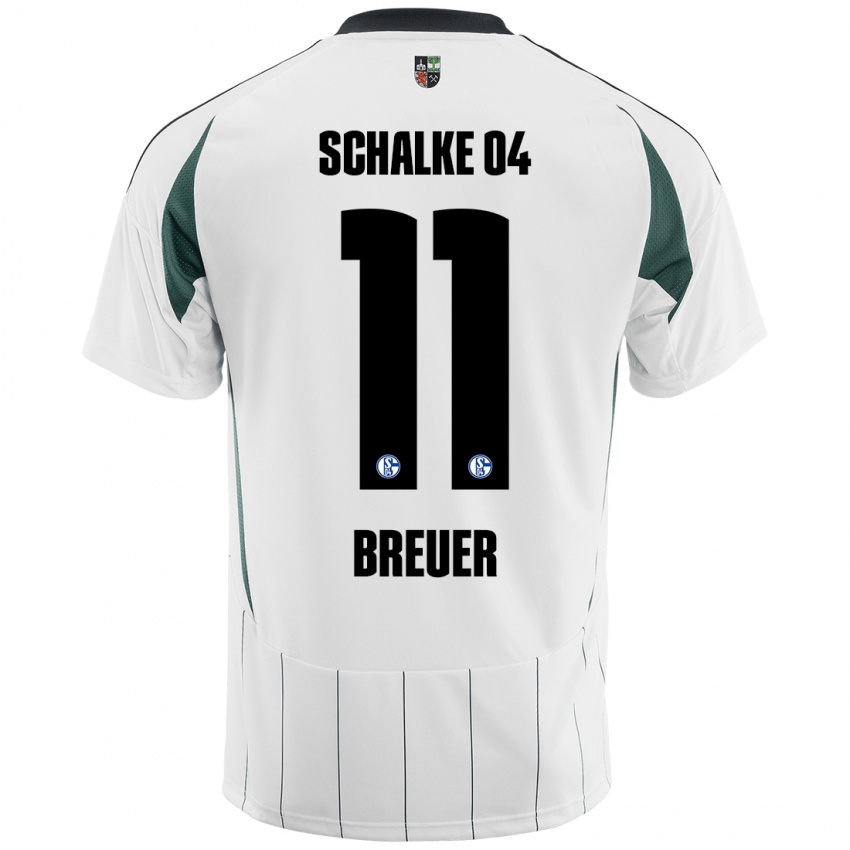 Hombre Camiseta Simon Breuer #11 Blanco Verde 2ª Equipación 2024/25 La Camisa Argentina