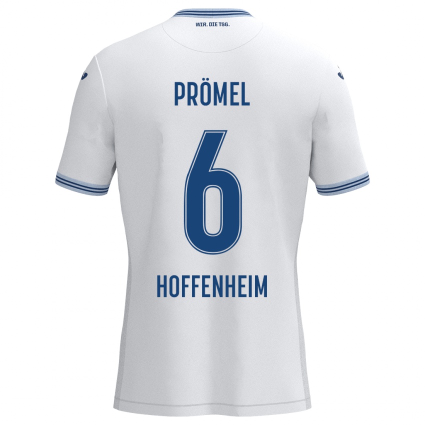 Hombre Camiseta Grischa Prömel #6 Blanco Azul 2ª Equipación 2024/25 La Camisa Argentina