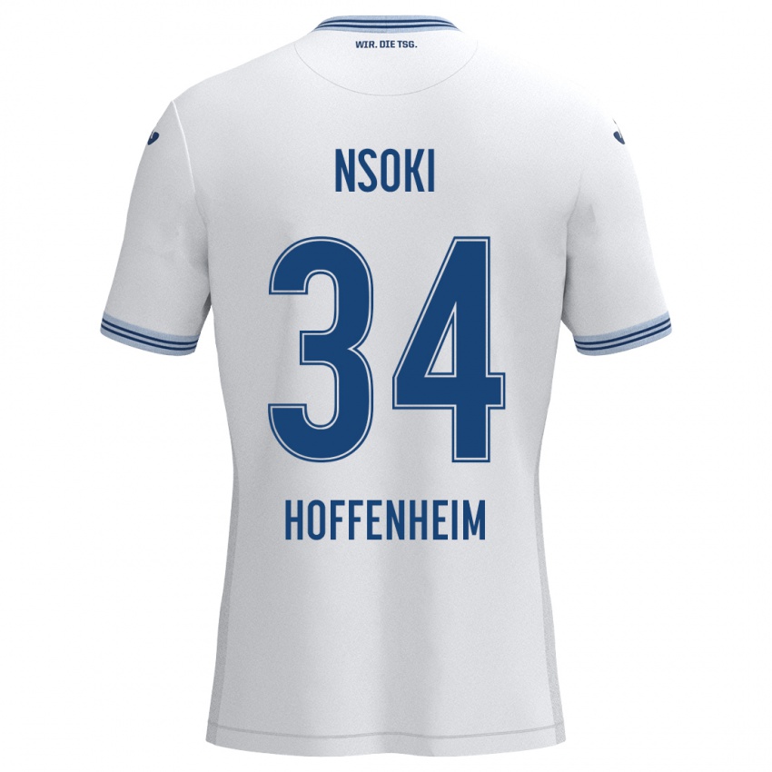 Hombre Camiseta Stanley Nsoki #34 Blanco Azul 2ª Equipación 2024/25 La Camisa Argentina