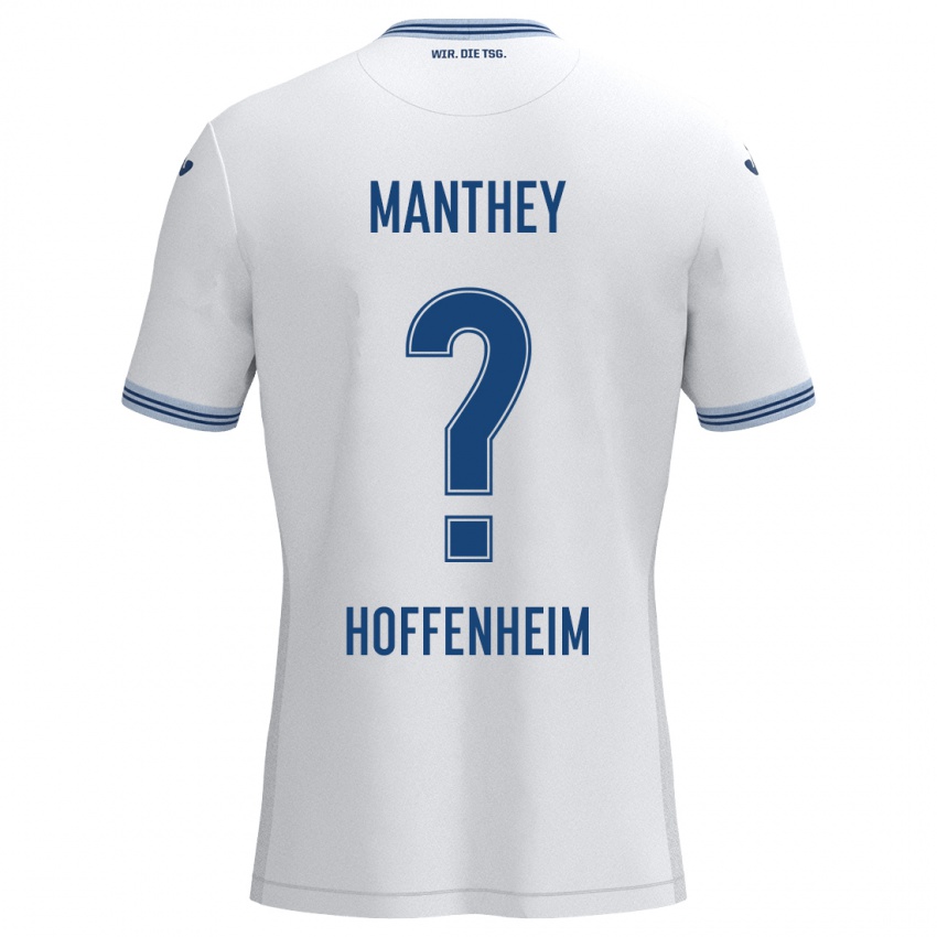 Hombre Camiseta Kevin Manthey #0 Blanco Azul 2ª Equipación 2024/25 La Camisa Argentina