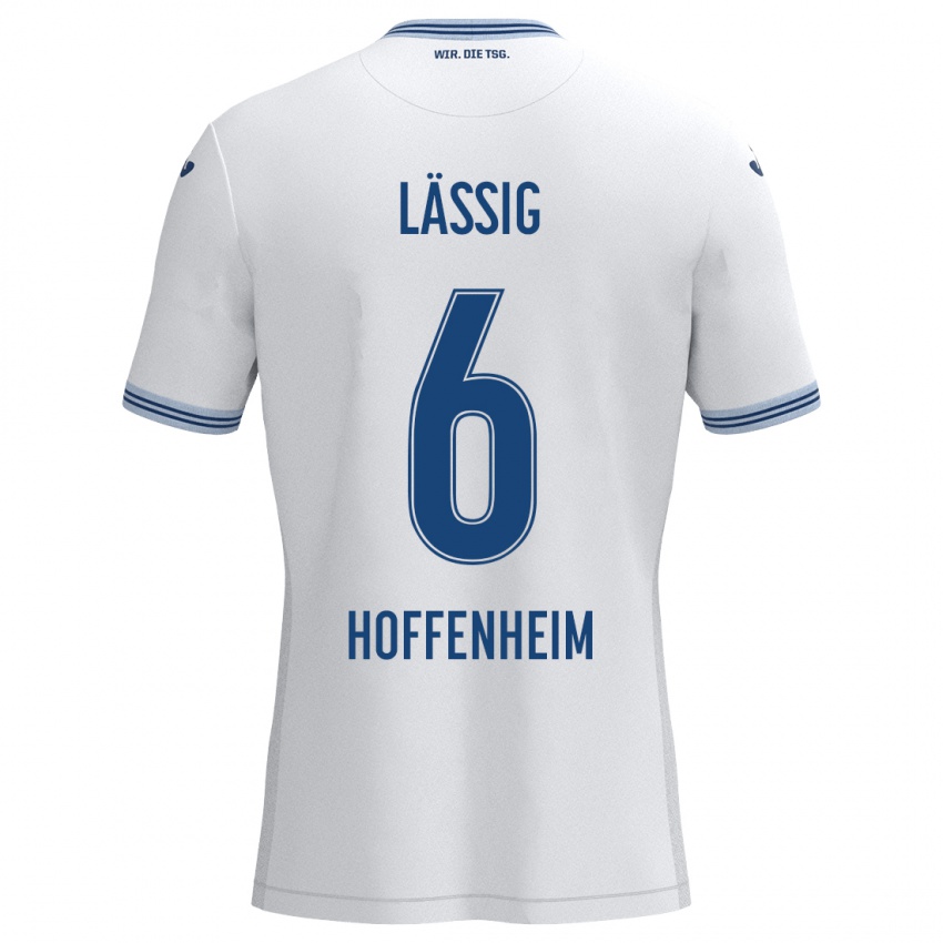 Hombre Camiseta Valentin Lässig #6 Blanco Azul 2ª Equipación 2024/25 La Camisa Argentina