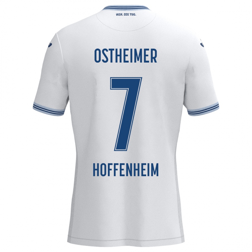 Hombre Camiseta Nevio Ostheimer #7 Blanco Azul 2ª Equipación 2024/25 La Camisa Argentina