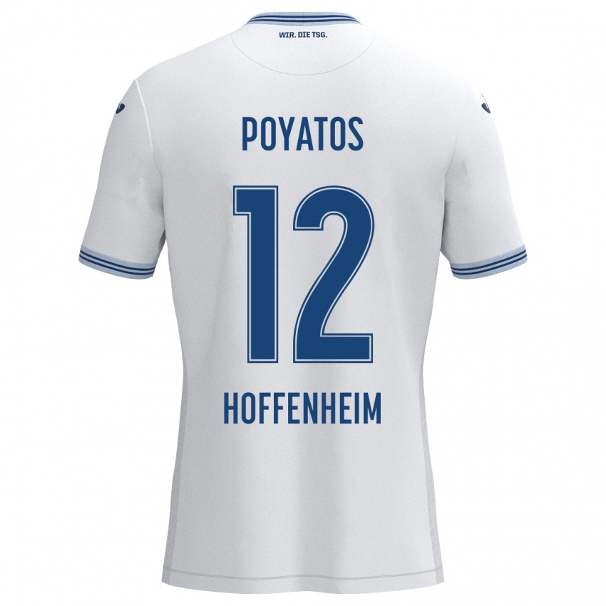 Hombre Camiseta Miguel Poyatos #12 Blanco Azul 2ª Equipación 2024/25 La Camisa Argentina